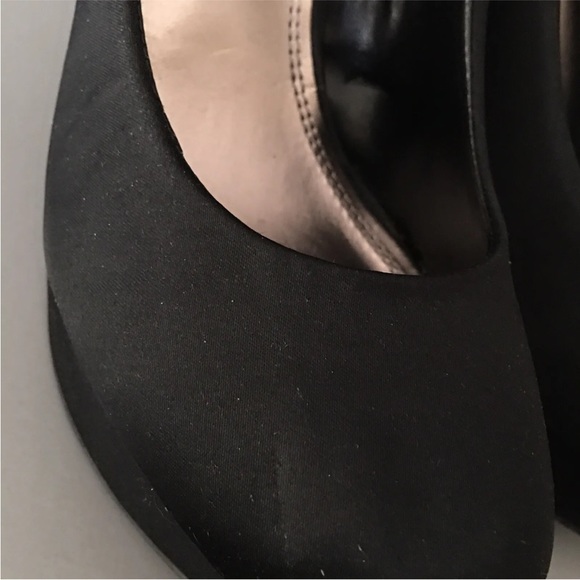 Bakers Heels Shoes Round Toe Platform Solid Black Studded Bow Satin-like 7.5M - Picture 5 of 9